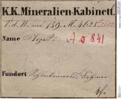 Etiketten zu Topas (NHMW-MIN-Ao841)